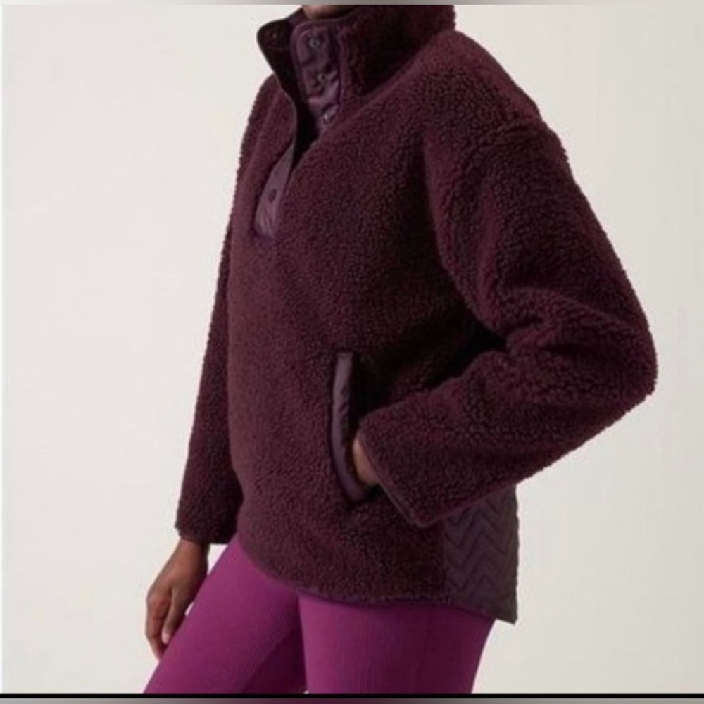Athleta- Cozy Sherpa Snap Sweatshirt New M